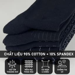 Thumbnail Tất Giày Tây Đen Cổ Cao 30-32cm Họa Tiết trắng RANO Cotton Mềm Mại Thoáng Khí Khử Mùi - CBCAO26CM 3