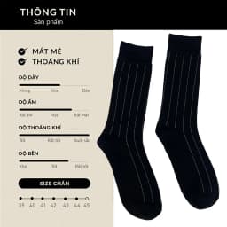 Thumbnail Tất Giày Tây Đen Cổ Cao 30-32cm Họa Tiết trắng RANO Cotton Mềm Mại Thoáng Khí Khử Mùi - CBCAO26CM 4