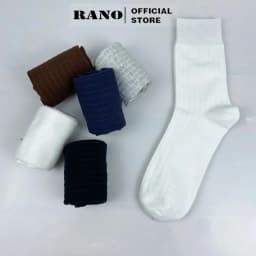 Thumbnail Tất nam cổ cao 20 cm gân trơn giày tây cotton cao cấp RANO thoáng khí khử mùi nhiều màu trắng xám nâu xanh đen 2