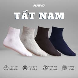 Thumbnail Tất nam May 10 cổ cao hai màu ghi, đen chất liệu cotton thoáng khí mã 11050123251 1
