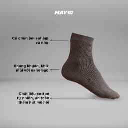 Thumbnail Tất nam May 10 cổ cao hai màu ghi, đen chất liệu cotton thoáng khí mã 11050123251 2