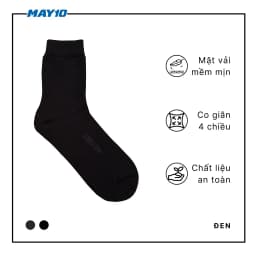 Thumbnail Tất nam May 10 cổ cao hai màu ghi, đen chất liệu cotton thoáng khí mã 11050123251 3