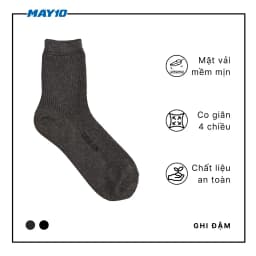 Thumbnail Tất nam May 10 cổ cao hai màu ghi, đen chất liệu cotton thoáng khí mã 11050123251 4