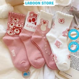 Thumbnail Tất nữ cổ cao Laboon chất vải cotton freesize co giản mềm mịn họa tiết kiểu dáng kute 1