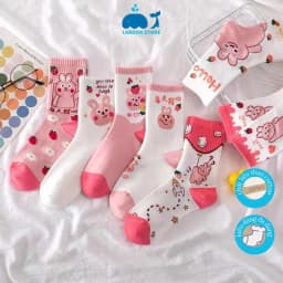 Thumbnail Tất nữ cổ cao Laboon chất vải cotton freesize co giản mềm mịn họa tiết kiểu dáng kute 2