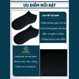 Thumbnail Tất vớ nam nữ cổ ngắn cao cấp trơn vớ nam đen vớ thể thao cotton thun khử mùi hôi OVT5 OPPAMAN 2