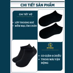 Thumbnail Tất vớ nam nữ cổ ngắn cao cấp trơn vớ nam đen vớ thể thao cotton thun khử mùi hôi OVT5 OPPAMAN 3
