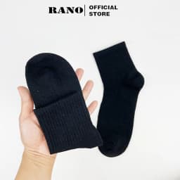 Thumbnail Tất vớ nam nữ cổ trung lửng trơn màu đen trắng BAsic Hàng Hiệu RANO Phong Cách Unisex Hàn Quốc TRON_TRUNG 3