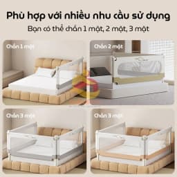 Thumbnail Thanh chắn giường cao cấp KidAndMom BR02, BR23, BR25 cao 105cm 24 nắc điều chỉnh thiết kế chống kẹt chống vấp ngã cho bé 2