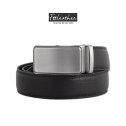 Thumbnail Thắt lưng da bò may viền mặt thắt lưng vuông bạc khóa tự động FTTleather mã V05 1