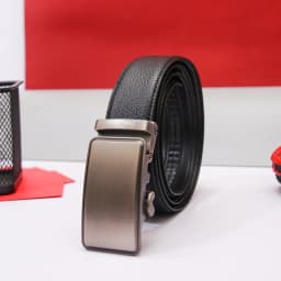 Thumbnail Thắt lưng da bò may viền mặt thắt lưng vuông bạc khóa tự động FTTleather mã V05 2