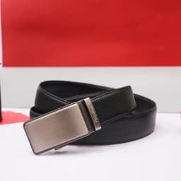 Thumbnail Thắt lưng da bò may viền mặt thắt lưng vuông bạc khóa tự động FTTleather mã V05 3