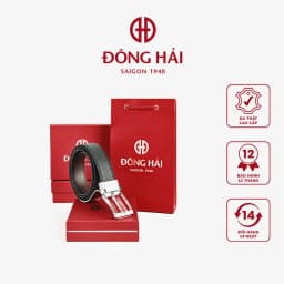 Thumbnail Thắt Lưng Dây Nịt Nam Đông Hải Đầu Khoá Kim Xoay Hai Mặt Da Cao Cấp Bản Rộng 35mm Đầu Khóa Đen Bóng,Sáng Bóng - PU04 1