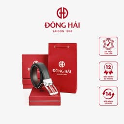 Thumbnail Thắt Lưng Dây Nịt Nam Đông Hải Đầu Khoá Kim Xoay Hai Mặt Da Cao Cấp Bản Rộng 35mm Đầu Khóa Đen Bóng,Sáng Bóng - PU04 2
