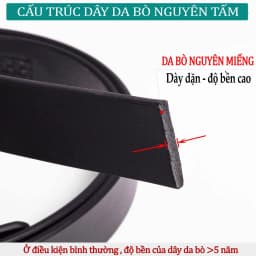 Thumbnail Thắt lưng nam da bò nguyên tấm L110 màu đen khoá tự động nhiều mặt lựa chọn Bụi leather bảo hành 12 tháng 2