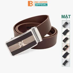 Thumbnail Thắt lưng nam da bò nguyên tấm Bụi leather - L111, màu nâu, mặt khóa tăng tự động thép không gỉ, BH 12 tháng 1