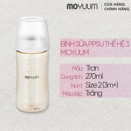 Thumbnail Thế hệ 3 - Bình sữa PPSU Moyuum - Mẫu trơn - 270ml - Kèm núm 2 (3m+) 1
