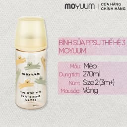 Thumbnail Thế hệ 3 - Bình sữa PPSU Moyuum - Mẫu mèo - 270ml - Kèm núm 2 (3m+) 1