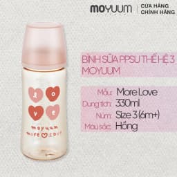 Thumbnail Thế hệ 3 - Bình sữa PPSU Moyuum - Mẫu tim - 330ml - Kèm núm 3 (6m+) 1