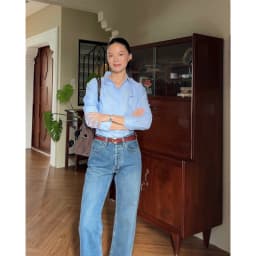 Thumbnail TheBlueTshirt - Áo sơ mi cao cấp tay dài phom regular cho nữ - Blue Oxford 4