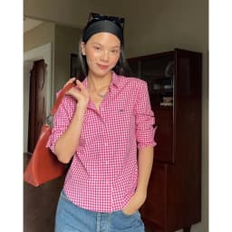 Thumbnail TheBlueTshirt - Áo sơ mi kẻ sọc caro tay dài phom regular cho nữ - Ultimate Classic Shirt - Women 2