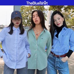 Thumbnail TheBlueTshirt - Áo sơ mi kẻ sọc dài tay phom rộng cho nữ - New Pocket Oversize Shirt - Women 1