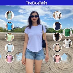 Thumbnail TheBlueTshirt - Áo thun tay ngắn phom ôm vừa vặn, kiểu vạt bầu nữ - 1990s Tshirt 1