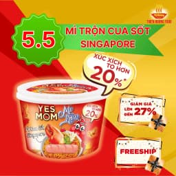 Thumbnail Thêm 20% Xúc Xích - Thùng 12 tô Mì Tô Trộn Có Xúc Xích Cua Xốt Singapore Yes Mom 113.2gr/ Tô 1