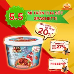 Thumbnail Thêm 20% Xúc Xích - Thùng 12 tô Mì Tô Trộn Có Xúc Xích Xốt Cà Chua Spaghetti Yes Mom 113.2gr/ Tô 1