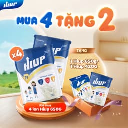 Thumbnail Thực phẩm dinh dưỡng HIUP Tăng Chiều Cao và Tăng Cân Cho Trẻ Từ 2 Đến 15 Tuổi (Mua 4 Tặng 1 Hiup 650gr,1 Hiup 420g) 1