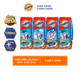 Thumbnail Thức uống lúa mạch hương vị sô-cô-la Ovaltine DHA+ (180ml x 4) 1