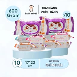 Thumbnail Thùng 10 Gói Khăn Ướt Baby Wipes Gói 600gram An Toàn Cho Da Bé 1