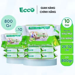 Thumbnail Thùng 10 Gói Khăn Ướt Lau Bếp Đa Năng Gói 800Gr ECCO Dùng 1 Lần 1