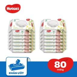 Thumbnail Thùng 12 gói Khăn ướt Huggies không mùi (80 miếng/gói) 1