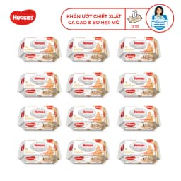 Thumbnail Thùng 12 gói Khăn ướt Huggies chiết xuất Cao cao và Bơ hạt mỡ (72 miếng/gói) 3