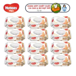 Thumbnail Thùng 12 gói Khăn ướt Huggies chiết xuất Cao cao và Bơ hạt mỡ (72 miếng/gói) 4