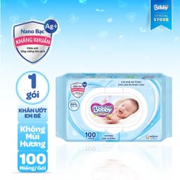 Thumbnail Thùng 16 Gói Khăn ướt Bobby không mùi 100 miếng/gói (Xanh) 4