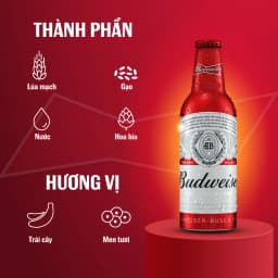Thumbnail Thùng 24 Chai Aluminum Bia Budweiser Chính Hãng (355ml/ chai) 3