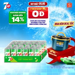 Thumbnail Thùng 24 Lon Nước Ngọt Có Gaz 7Up Lon Xanh (320ml/lon) 1