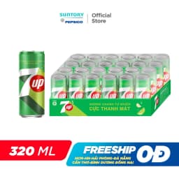 Thumbnail Thùng 24 Lon Nước Ngọt Có Gaz 7Up Lon Xanh (320ml/lon) 4