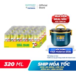 Thumbnail Thùng 24 Lon Nước Uống Có Gaz 7UP Soda Chanh Không Calo (320ml/lon) 1