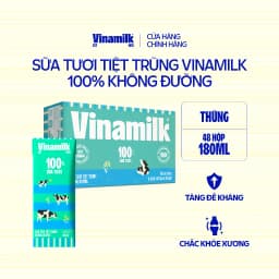 Thumbnail Thùng 48 Hộp Sữa tươi tiệt trùng Vinamilk 100% Không Đường 180ml [CẬN DATE] 1