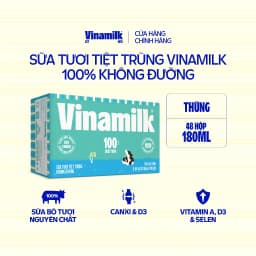 Thumbnail Thùng 48 Hộp Sữa tươi tiệt trùng Vinamilk 100% Không Đường 180ml [CẬN DATE] 2