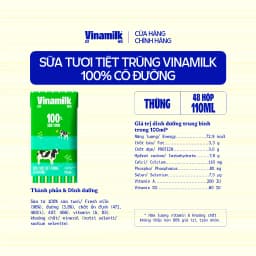 Thumbnail Thùng 48 hộp sữa tươi tiệt trùng Vinamilk 100% có đường 110ml [CẬN DATE] 3