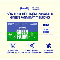Thumbnail Thùng 48 Hộp Sữa Tươi Tiệt Trùng Vinamilk Green Farm Rất ít đường - Lốc 4 Hộp 180ml 2
