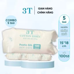 Thumbnail Thùng 5 Gói Khăn Khô Lau Mặt Đa Năng 100Tờ/Gói 3T Pharma Dùng 1 Lần 1