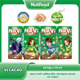 Thumbnail Thùng Sữa Lúa Mạch Cacao Có Thạch NuVi 170ml (48 Hộp x 170ml) 1
