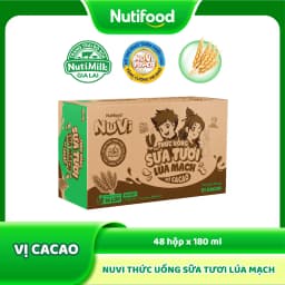 Thumbnail Thùng Sữa Tươi Lúa Mạch NuVi Vị Ca Cao 180ml (48 Hộp x 180ml) 2