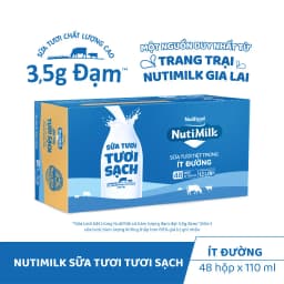 Thumbnail Thùng Sữa Tươi Tươi Sạch NutiMilk Ít Đường 110ml (Hộp 110ml x 48) 2