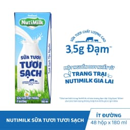 Thumbnail Thùng Sữa Tươi Tươi Sạch NutiMilk Ít Đường 180ml (Hộp 180ml x 48) 2